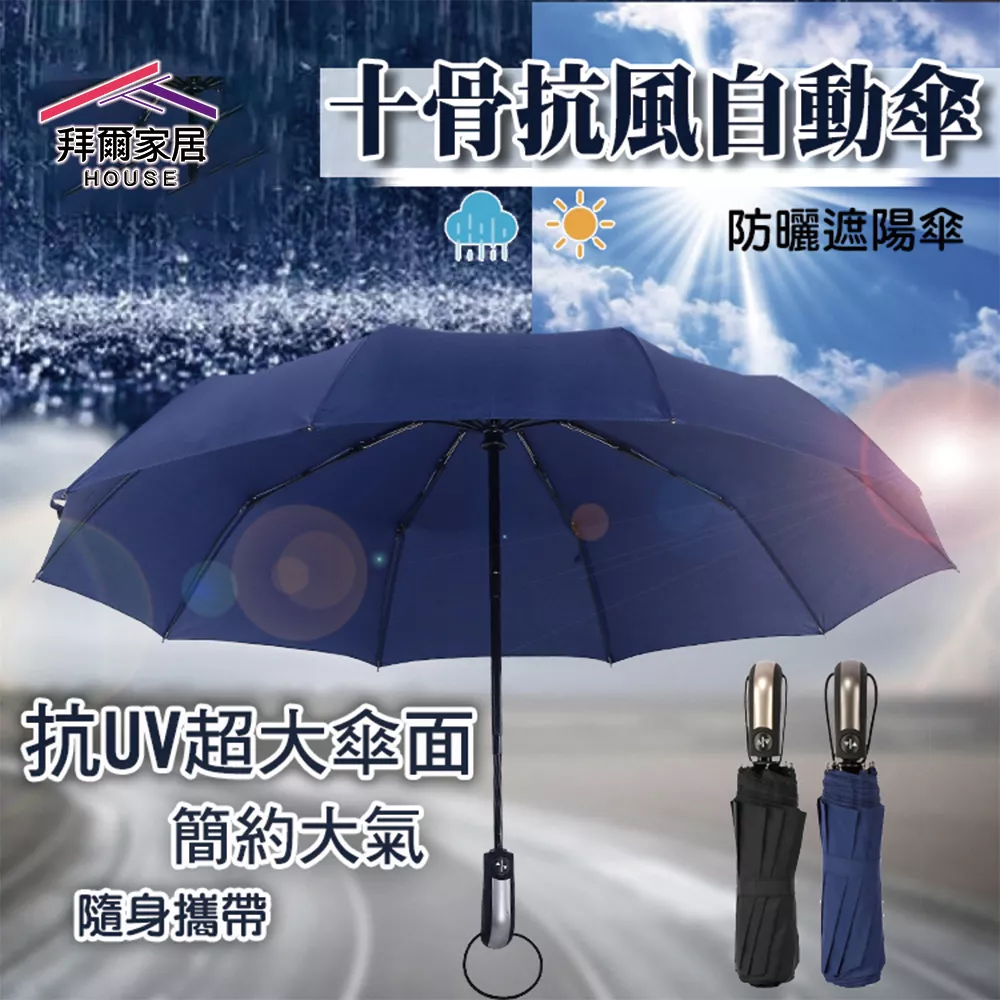 十骨抗風自動傘